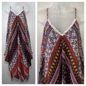 Sassy Doll SunDress Size Small Sleeveless Handkerchief Hem Boho Romantic Flowy